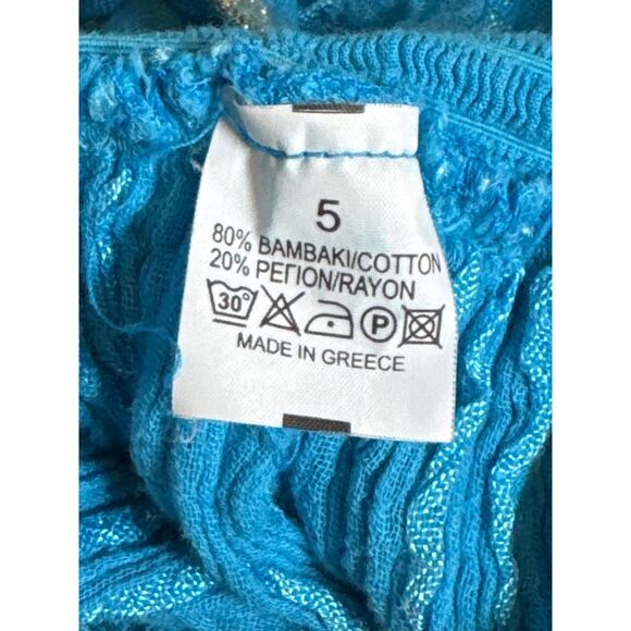 Vintage Y2K Halter Going Out Dress Women XS Empire Waist Aqua Mermaid Shimmer - Picture 6 of 6